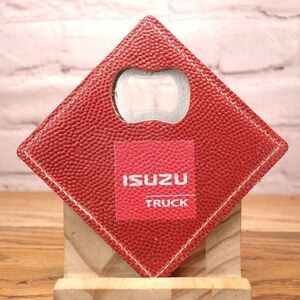 Isuzu Truck Power Up Leather Football Bottle Opener Coasters Set Of 2 4"x4"